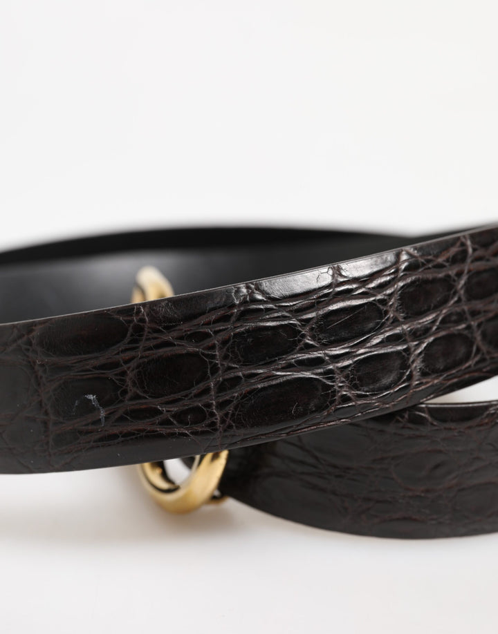 Dolce & Gabbana Black Exotic Leather DG Logo Buckle Belt