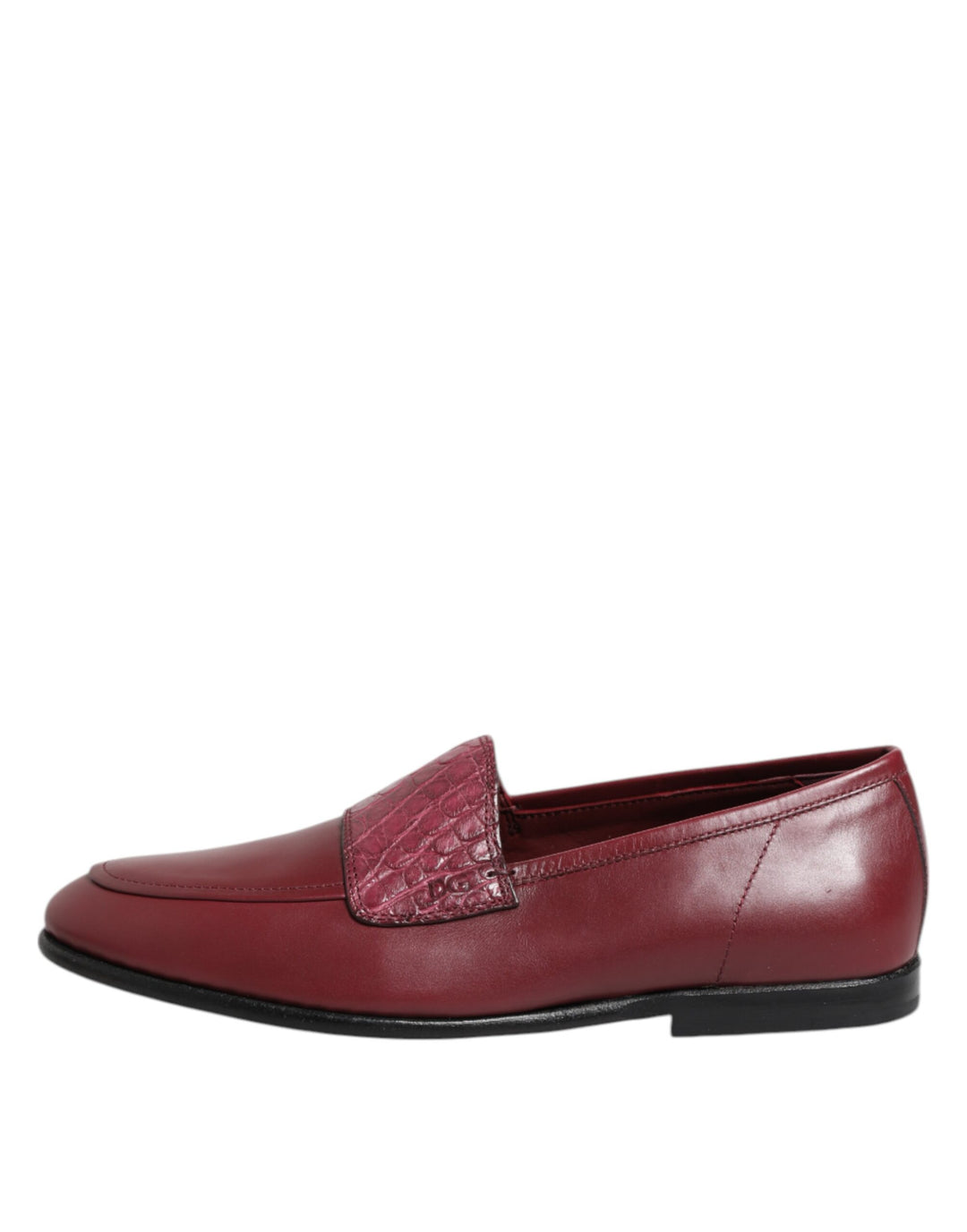 Dolce & Gabbana Burgundy Leather Formal Slip On Shoes