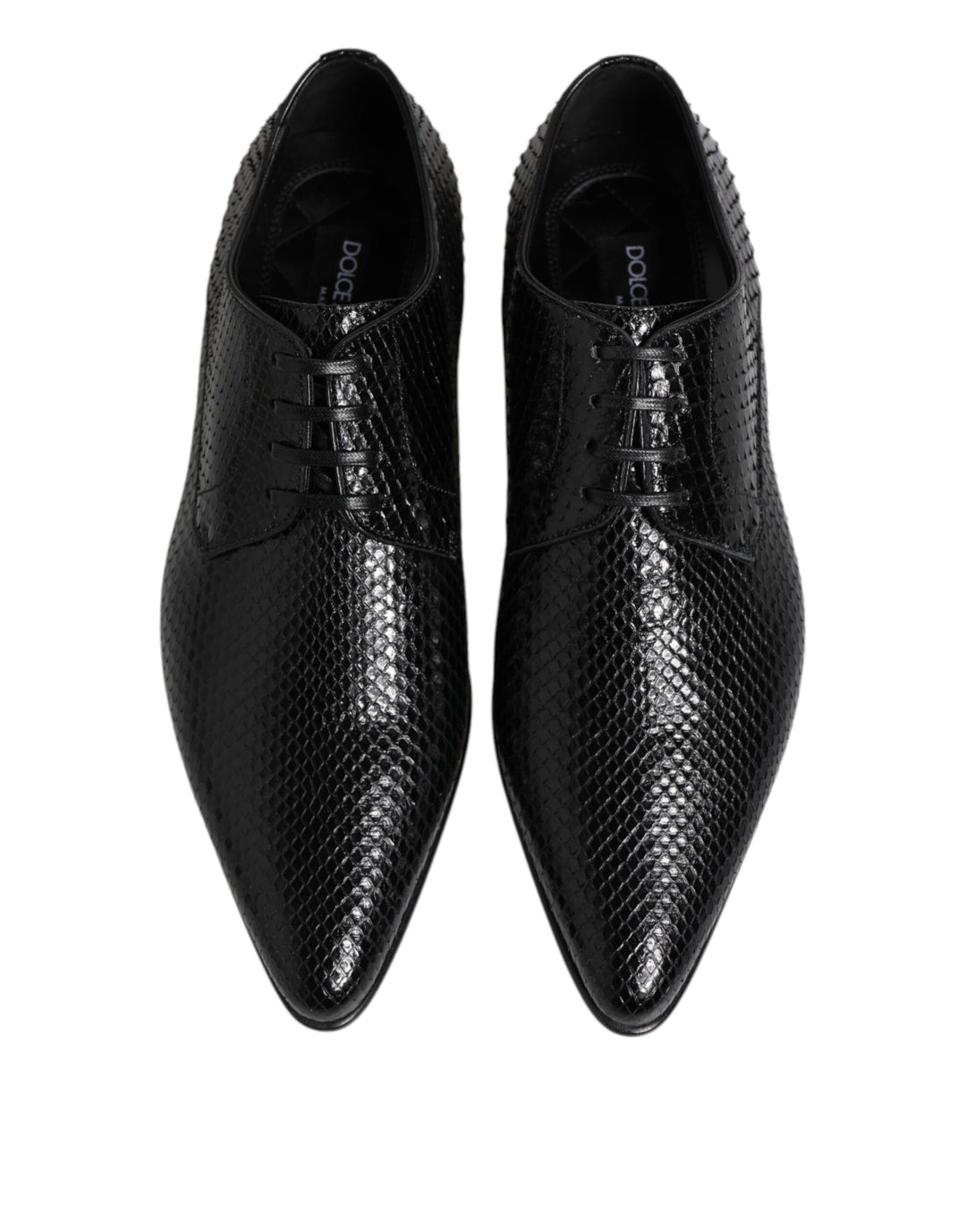 Dolce & Gabbana Black Exotic Leather Lace Up Derby Shoes