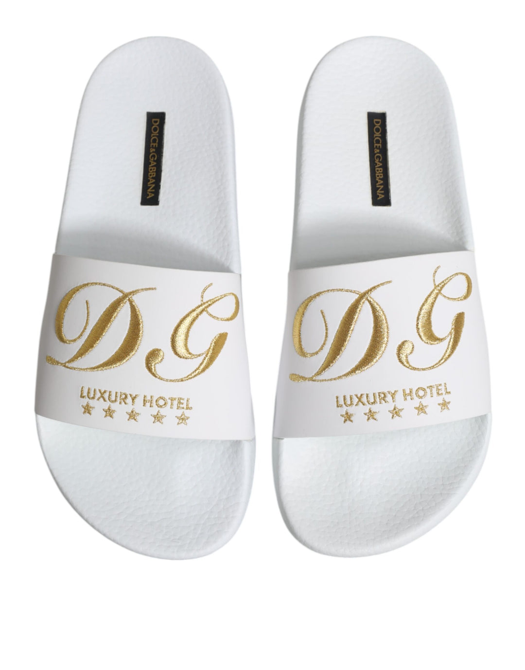 Dolce & Gabbana White Leather Slides Sandals Beachwear Shoes