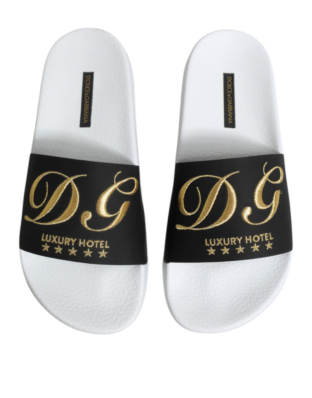 Dolce & Gabbana White Black Leather Sandals Beachwear Shoes