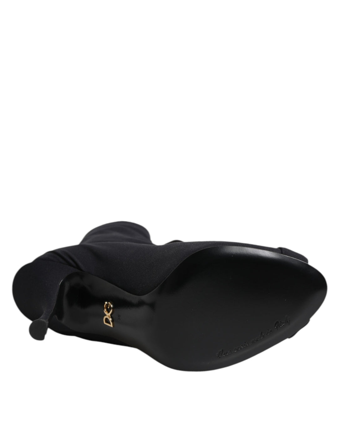 Dolce & Gabbana Black Stiletto Heels Lace Up Boots Shoes