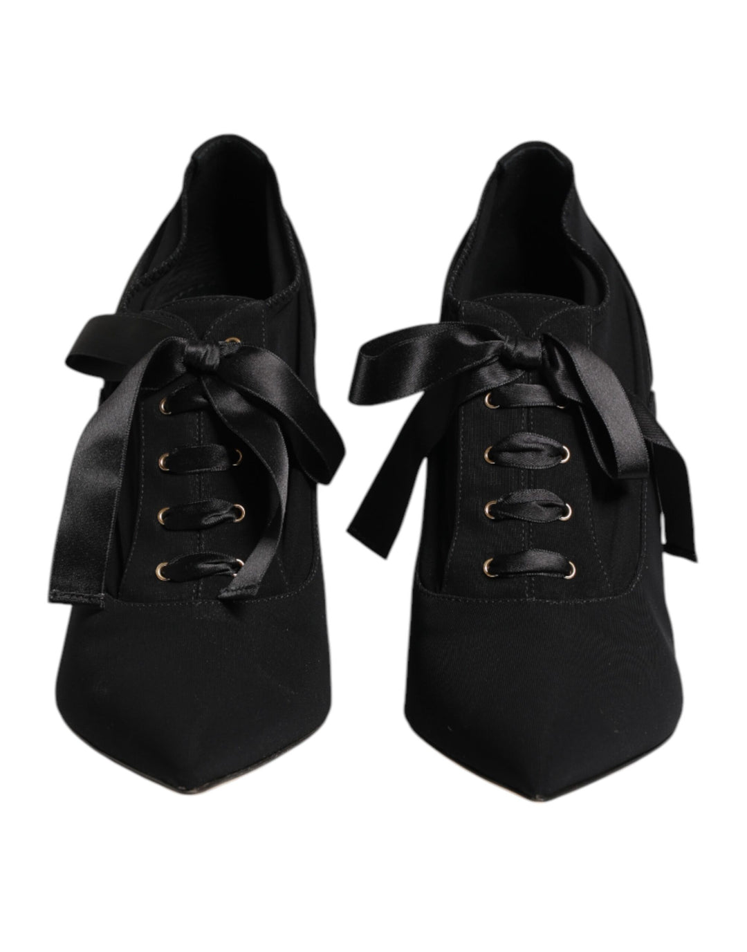 Dolce & Gabbana Black Lace Up Stiletto Heels Pumps Shoes