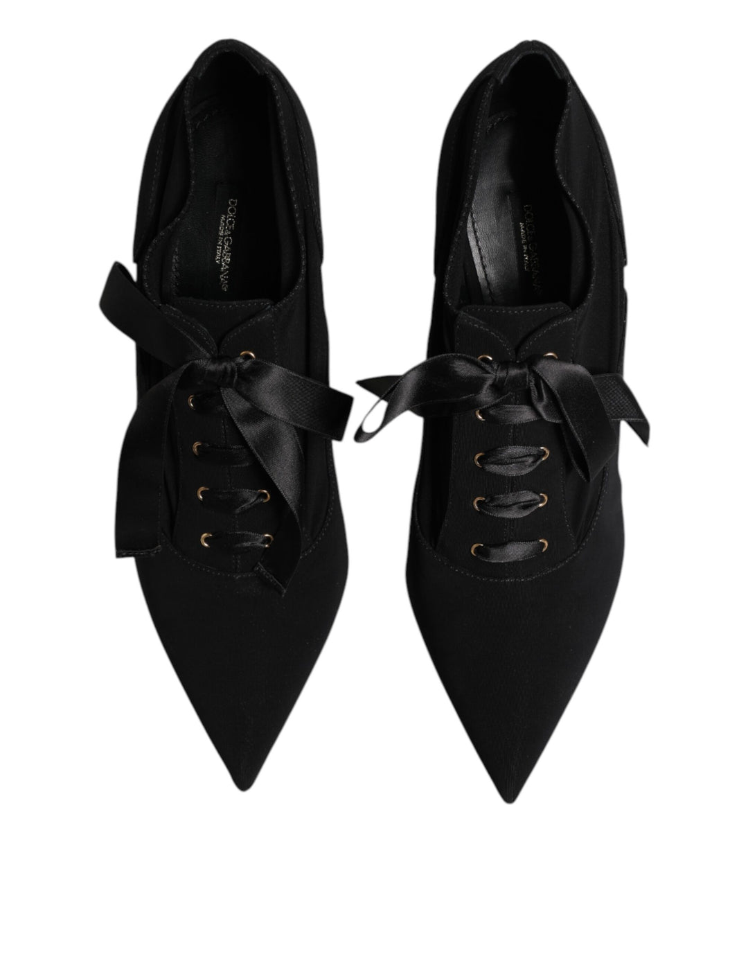 Dolce & Gabbana Black Lace Up Stiletto Heels Pumps Shoes