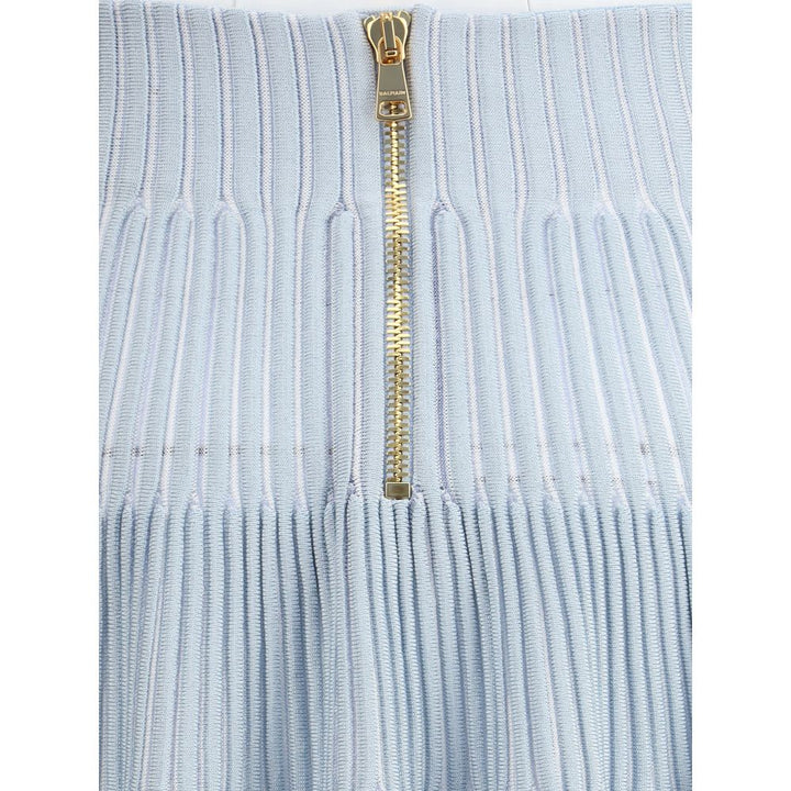 Balmain Light Blue Viscose Mini Skirt