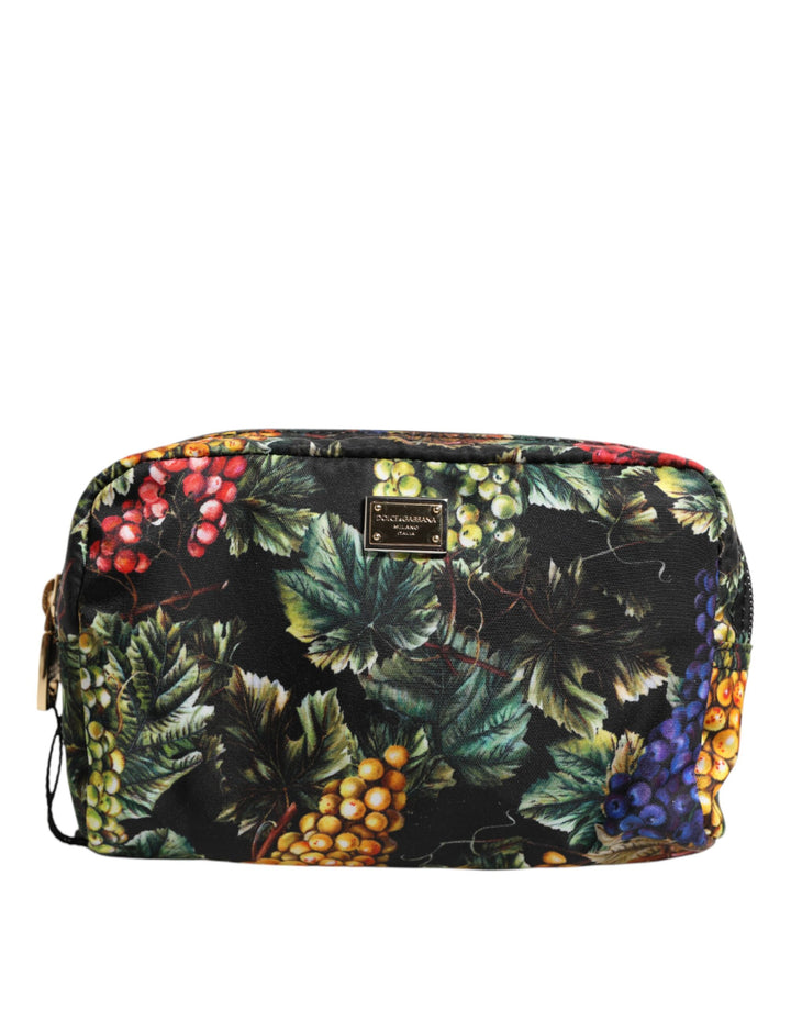 Dolce & Gabbana Multicolor Grape Print Clutch Logo Plaque Pouch Bag