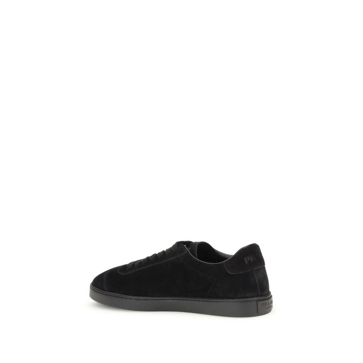 Prada Black Calf Leather Bos Taurus Low Top Sneakers