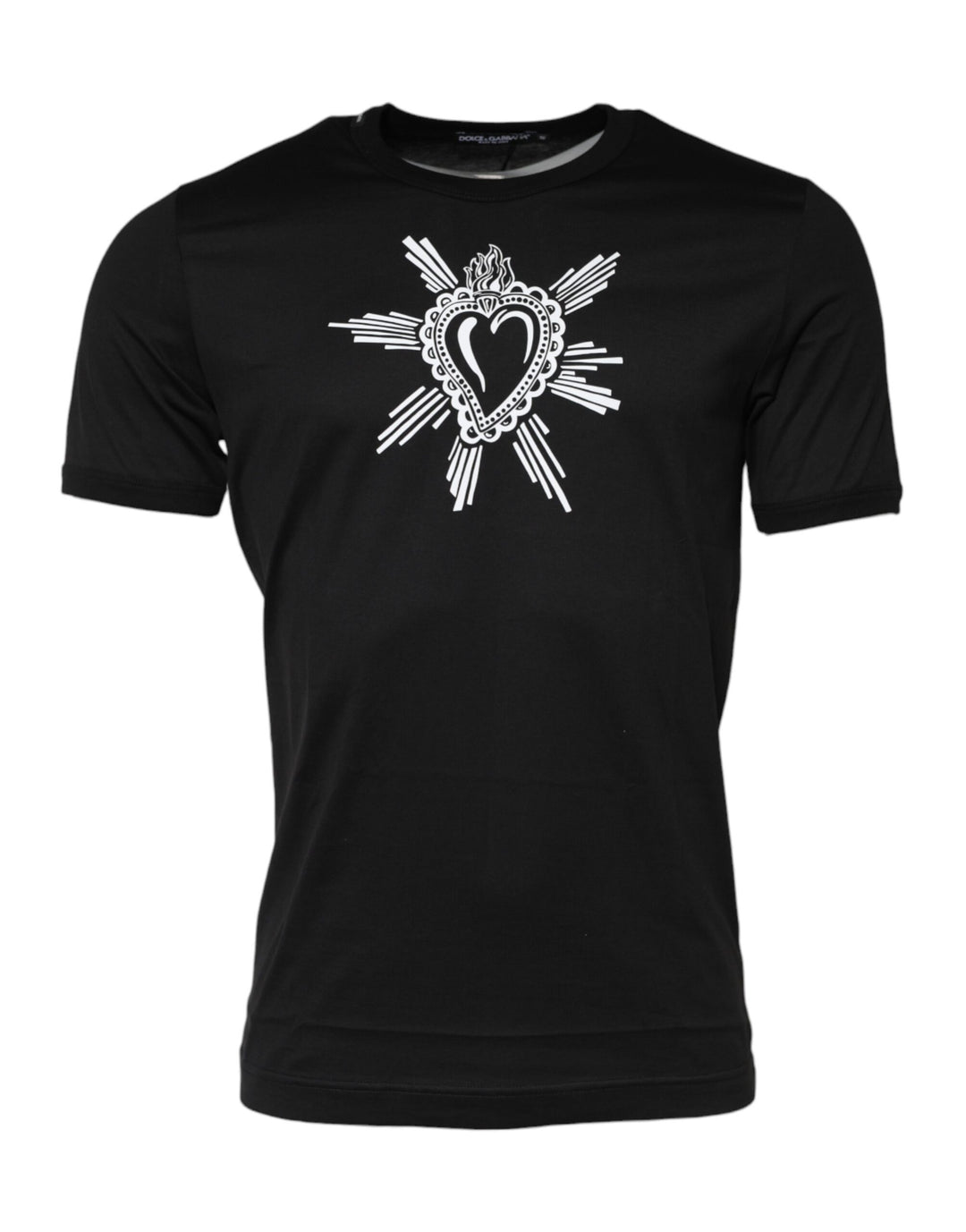 Dolce & Gabbana Black Sacred Heart Cotton Crew Neck T-shirt