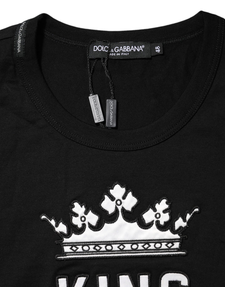 Dolce & Gabbana Black DG King Crown Cotton Crew Neck T-shirt