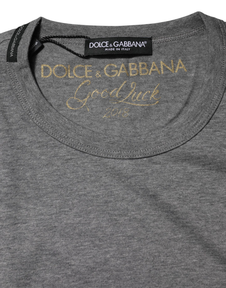 Dolce & Gabbana Gray Cotton Crew Neck Short Sleeves T-shirt
