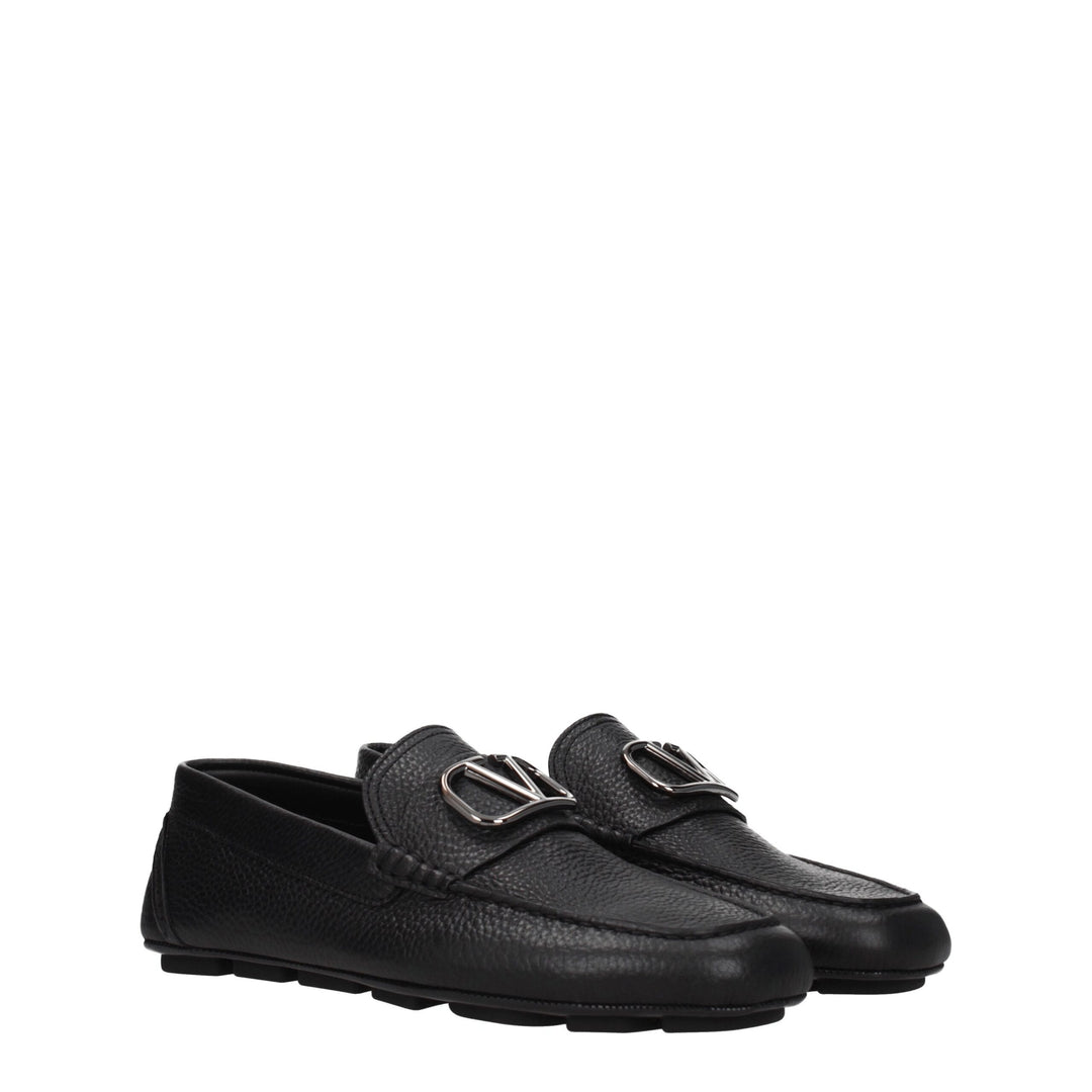 Valentino Garavani Black Leather Slip-On Loafers