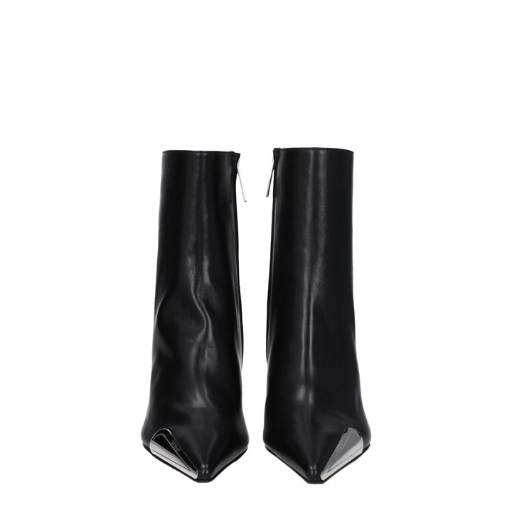 Off-White Black Leather Ankle Boots