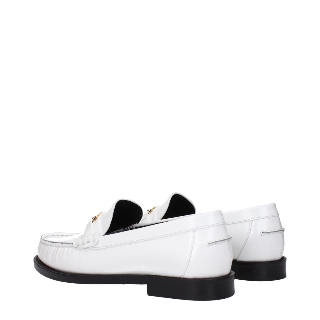 Versace White Leather Slip-On Loafers