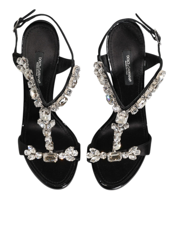 Dolce & Gabbana Black Keira Crystals Heels Sandals Shoes