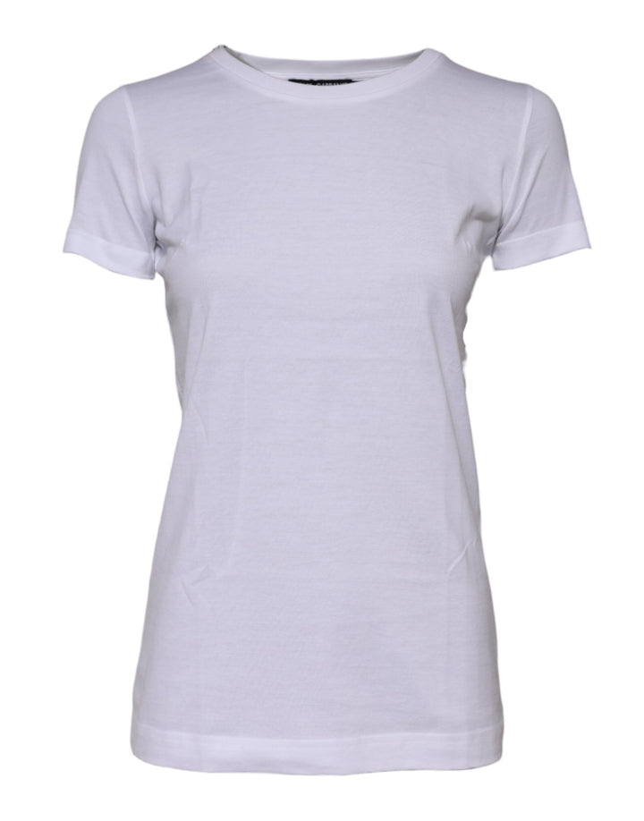 Dolce & Gabbana White Cotton Crew Neck Short Sleeves T-shirt