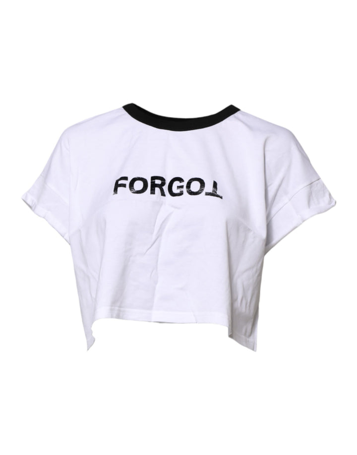 Dolce & Gabbana White Cotton Crew Neck Cropped Top T-shirt