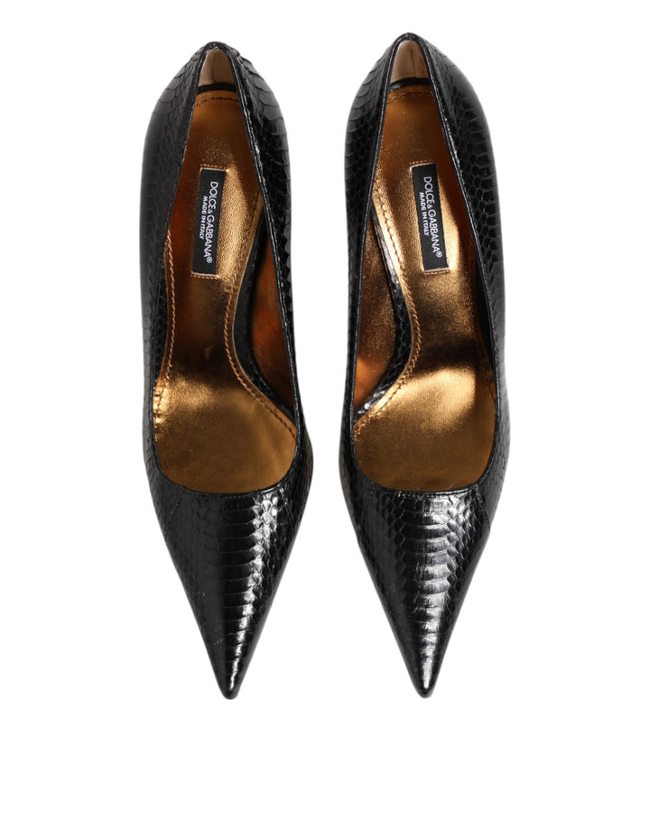 Dolce & Gabbana Black Exotic Leather Stiletto Pumps Shoes