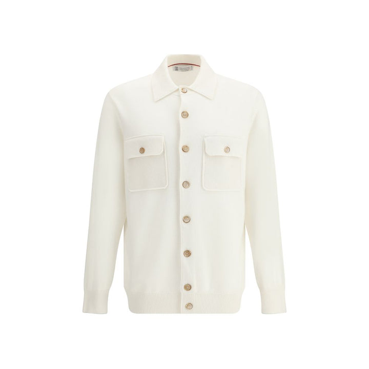Brunello Cucinelli White Cashmere Cardigan