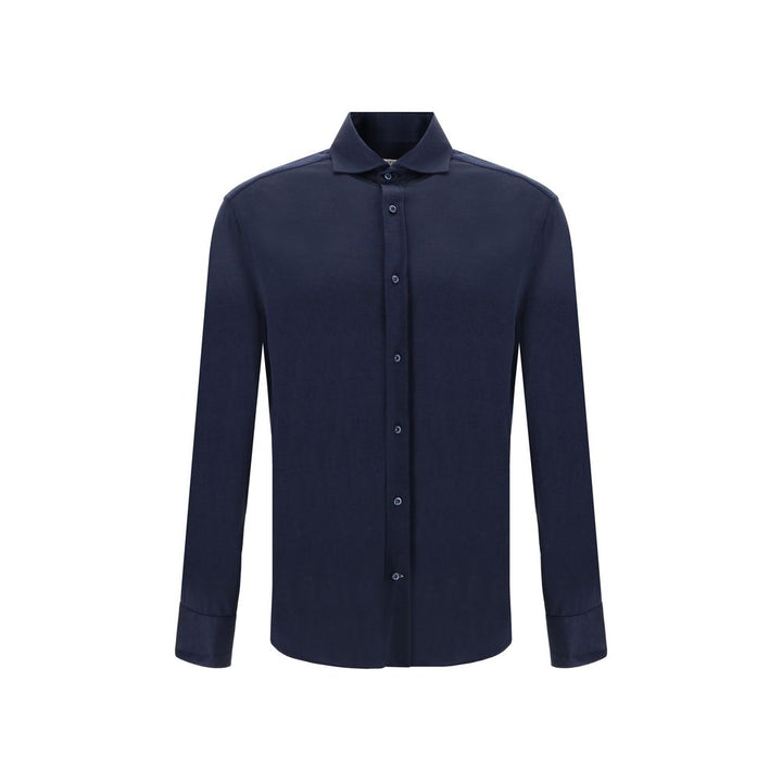 Brunello Cucinelli Blue Silk Shirt