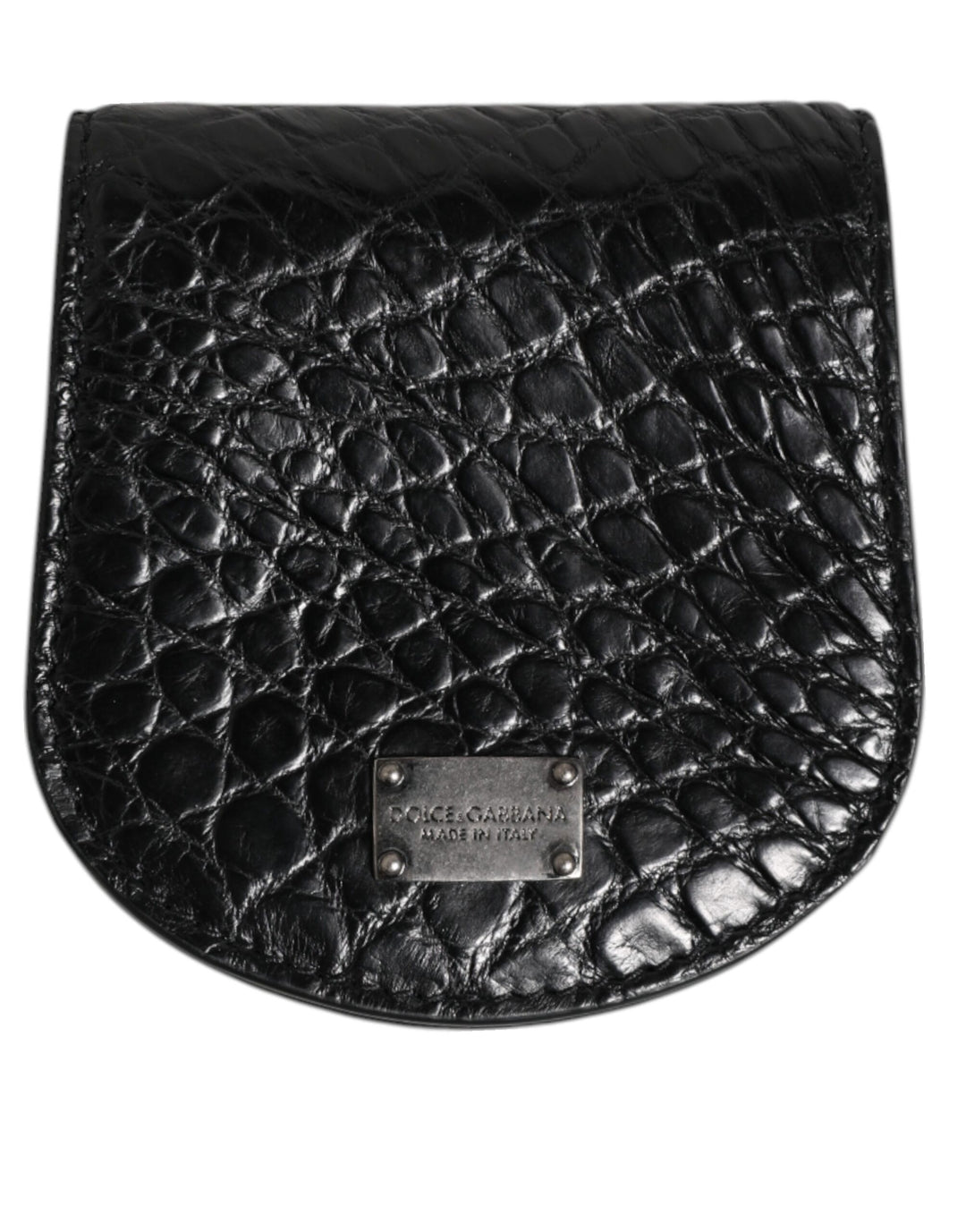 Dolce & Gabbana Black Exotic Skin Coin Condom Case Holder Pocket Wallet