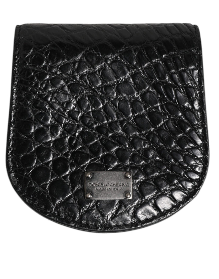 Dolce & Gabbana Black Exotic Skin Coin Condom Case Holder Pocket Wallet