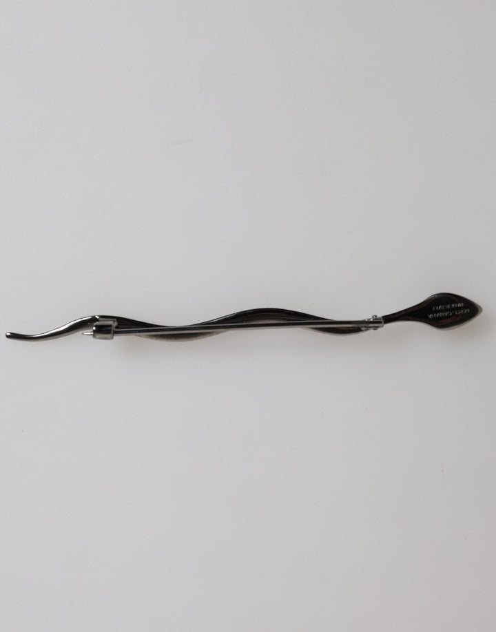 Dolce & Gabbana Black Brass Crystal Spilla Serpente Mens Brooch Pin