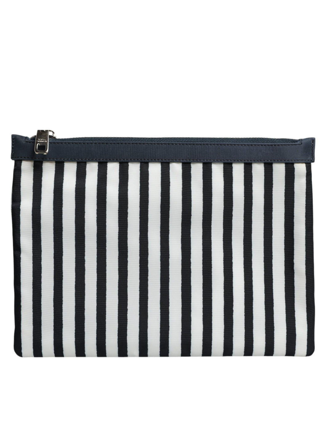 Dolce & Gabbana Black White Striped Logo Plaque Clutch Borse Pouch Bag