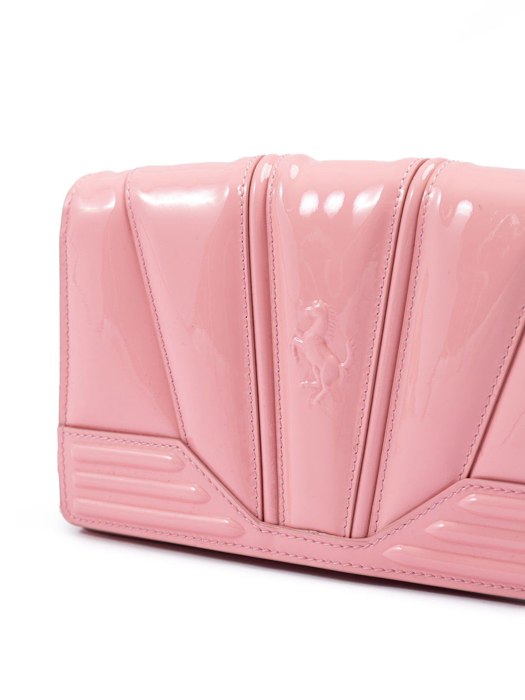 Ferrari Pink GT patent leather bag with chain