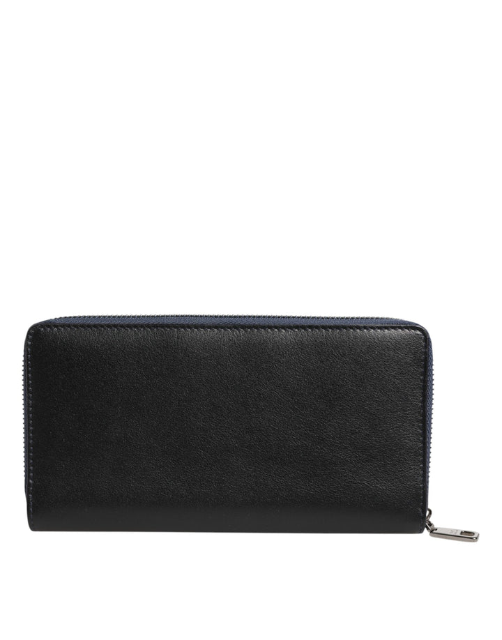 Dolce & Gabbana Black Blue Exotic Leather Men Continental Clutch Wallet