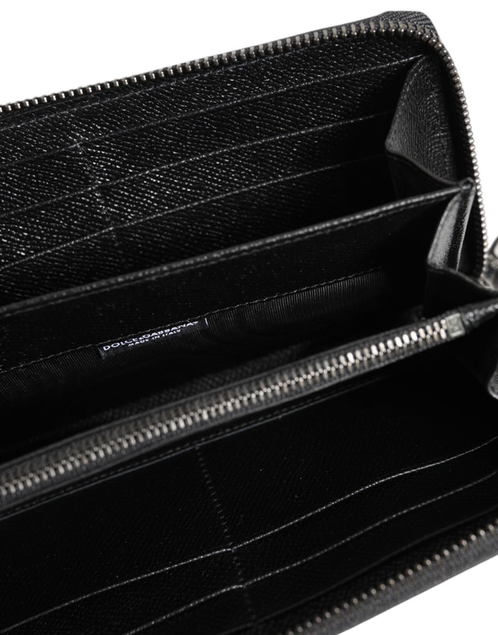 Dolce & Gabbana Black Leather #DGFAMILY Zipper Continental Mens Wallet
