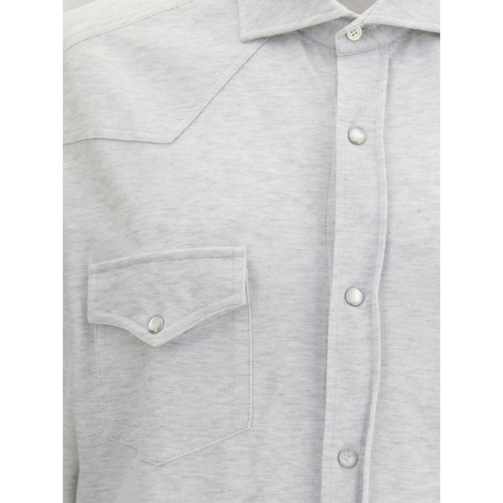 Brunello Cucinelli Gray Cotton Shirt