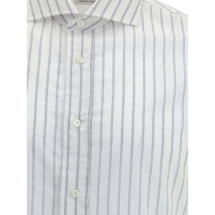 Brunello Cucinelli White Cotton Pattern Shirt