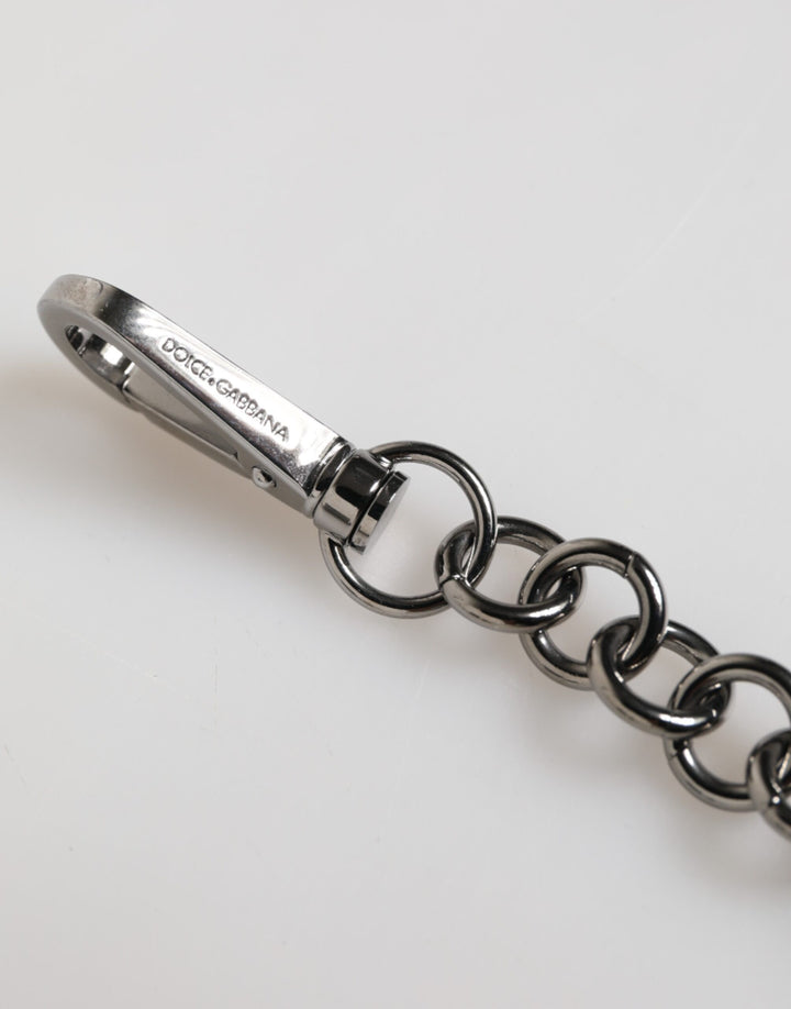 Dolce & Gabbana Blue Yellow DG Rubber Logo Silver Men Keychain Keyring