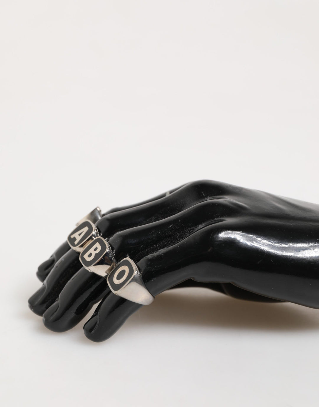 Dolce & Gabbana Silver Tone Brass Lettering Set 5 Pieces Adjustable Ring