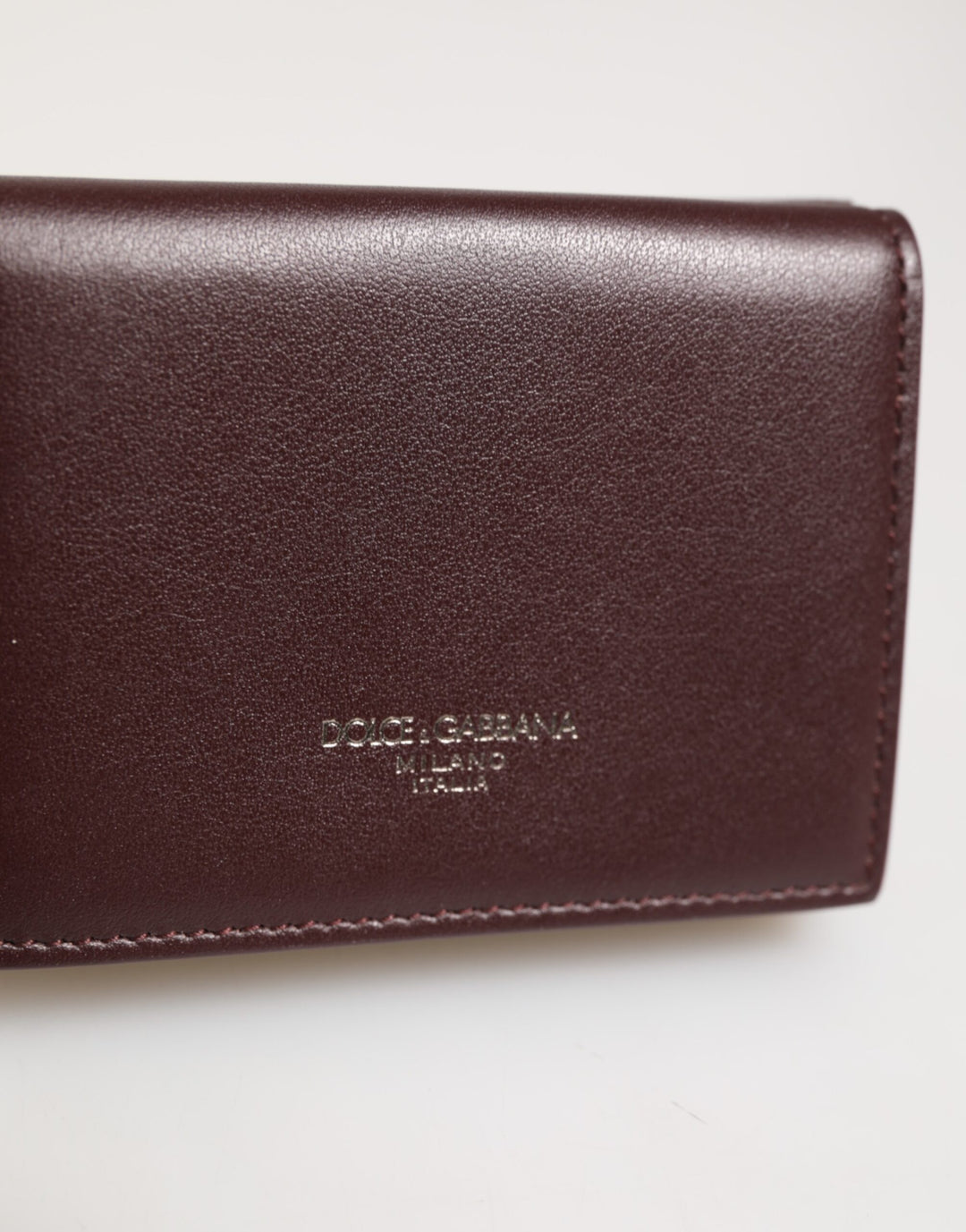 Dolce & Gabbana Leather Embossed Logo Trifold Men Card Holder Dark Brown