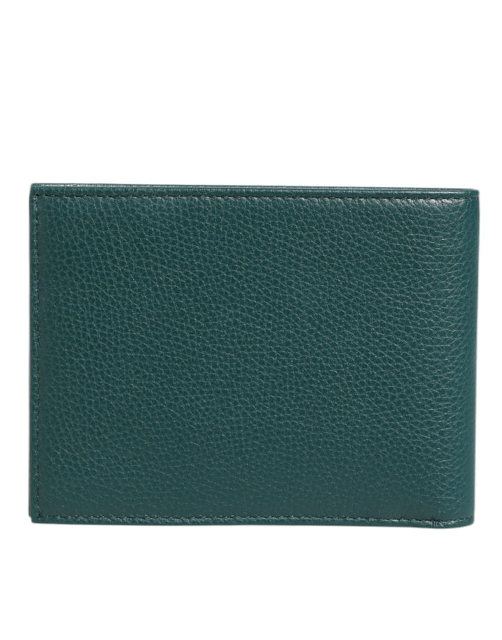 Dolce & Gabbana Green Leather DG Logo Plaque Bifold Men Card Holder Wallet