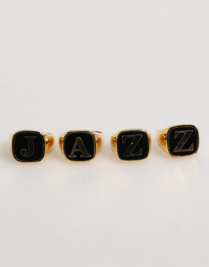 Dolce & Gabbana Gold Tone Brass JAZZ Letter Set 4 Pieces Adjustable Ring