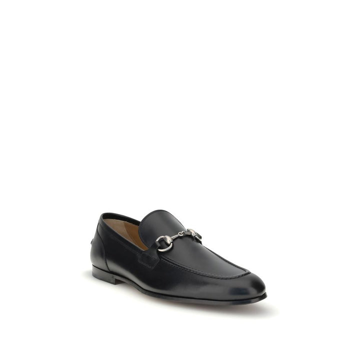 Gucci Black Calf Leather Bos Taurus Slip-On Loafers