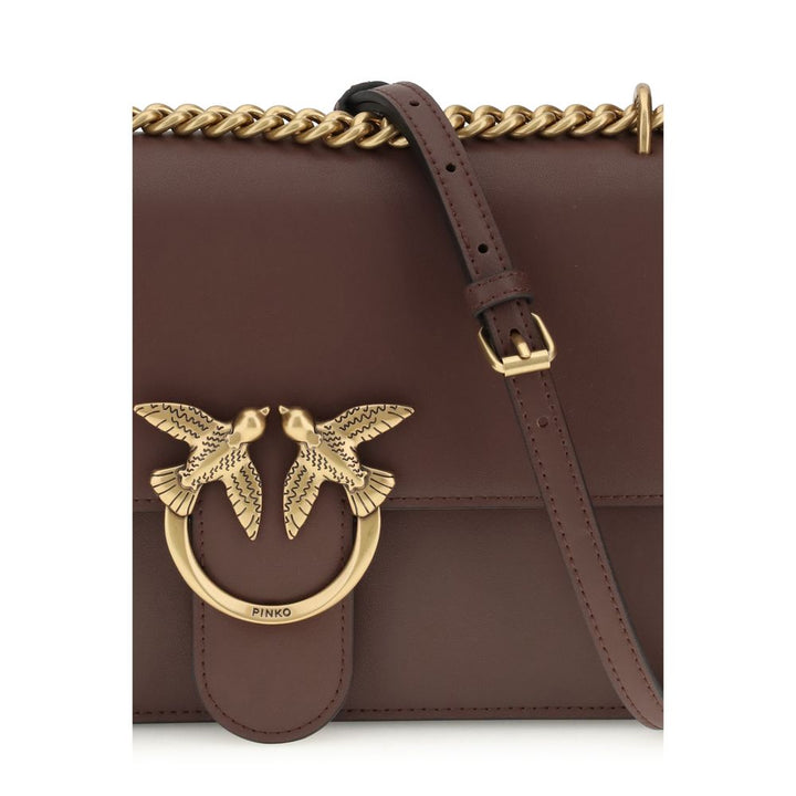 PINKO Brown Calf Leather Bos Taurus Shoulder Bag