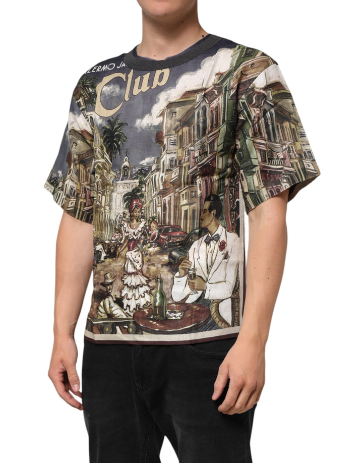 Dolce & Gabbana Palermo Jazz Club Linen Crew Neck Men T-shirt