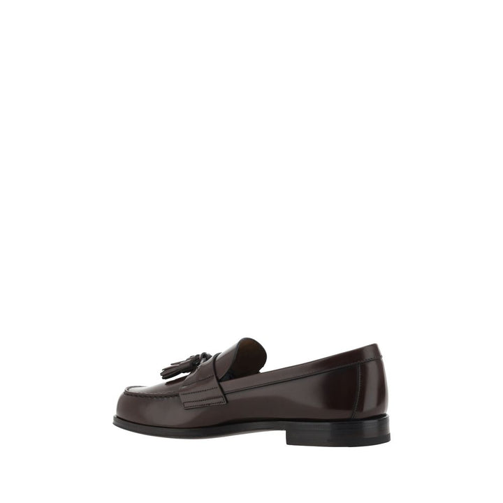 Prada Brown Calf Leather Bos Taurus Slip-On Loafers
