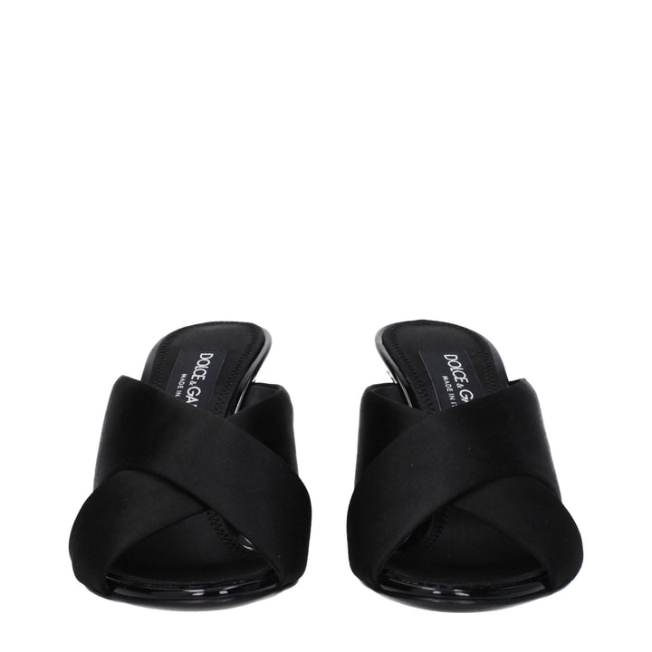 Dolce & Gabbana Black Satin Stiletto Heel Sandals