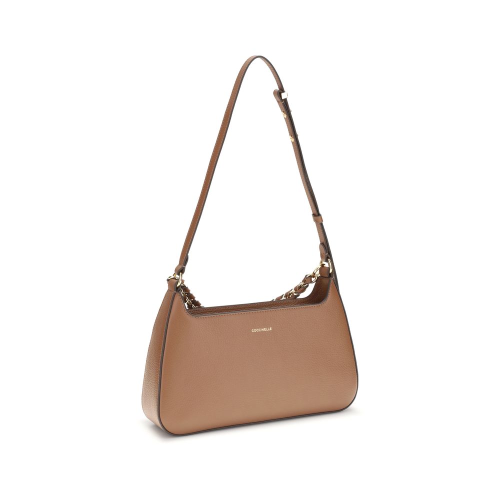 Coccinelle Beige Calf Leather Bos Taurus Shoulder Bag