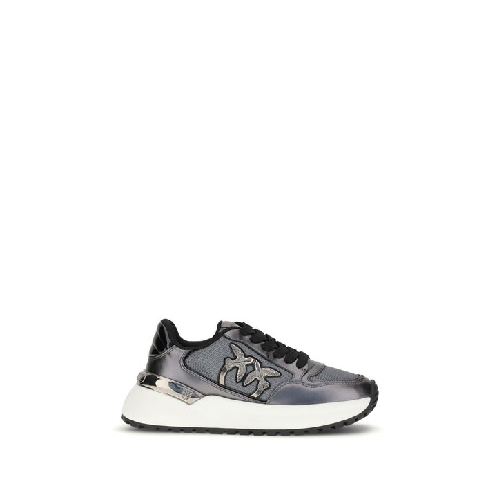 PINKO Gray Fabric Low Top Sneakers