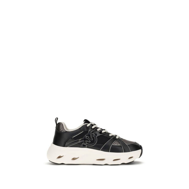 PINKO Black Calf Leather Bos Taurus Chunky Sneakers