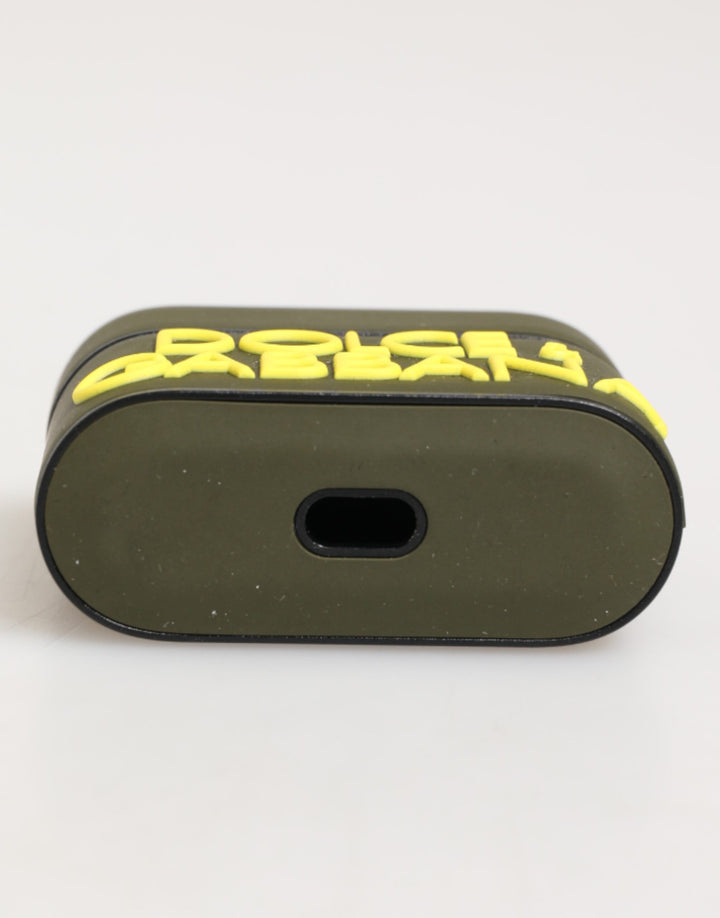Dolce & Gabbana Army Green Rubber Logo Embossed Accessory  Airpods Case
