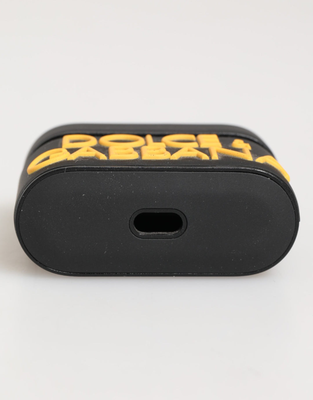 Dolce & Gabbana Black Yellow Rubber Logo Embossed Accessory Airpods Case