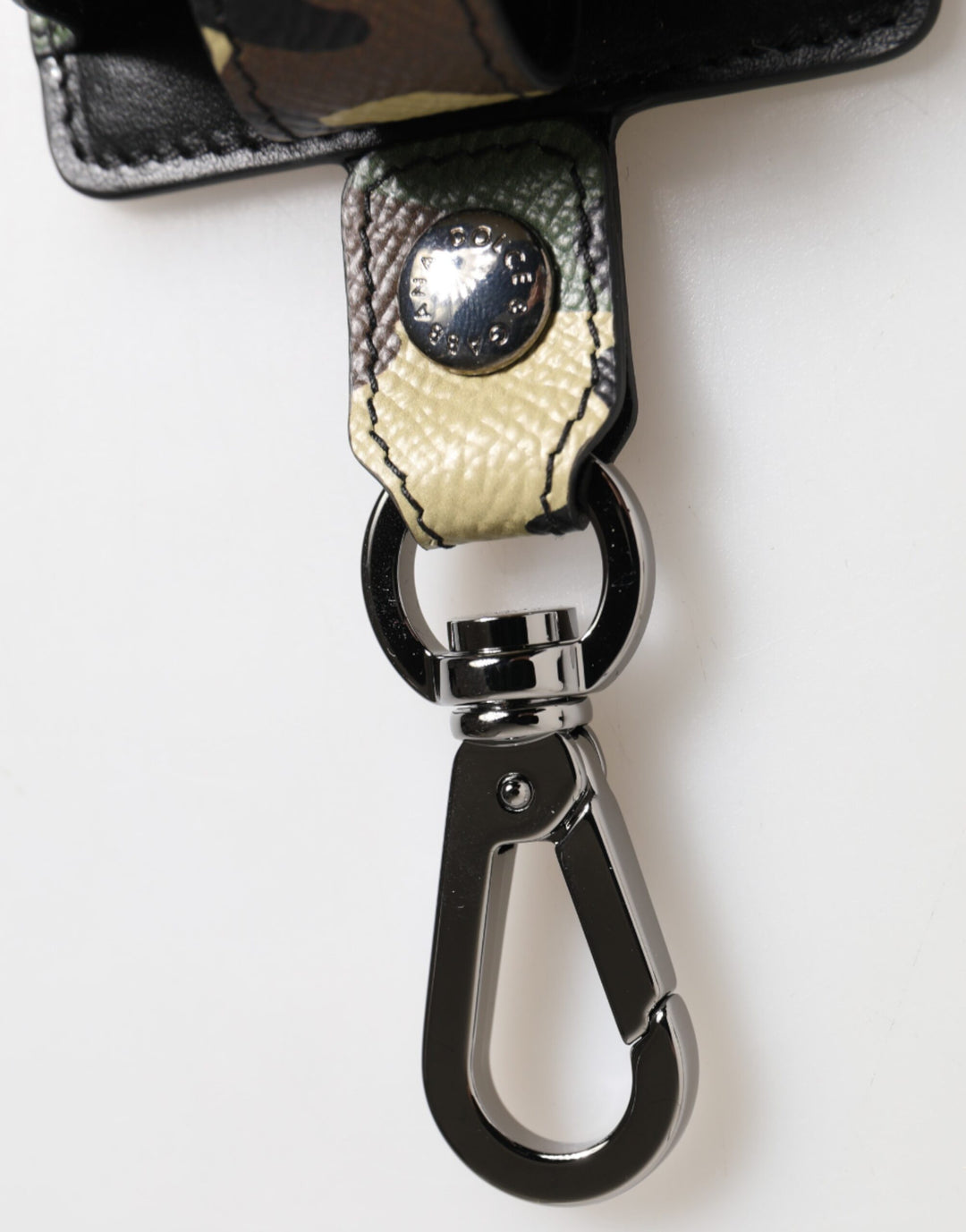 Dolce & Gabbana Multicolor Camouflage Leather Metal Accessory  Airpods Case