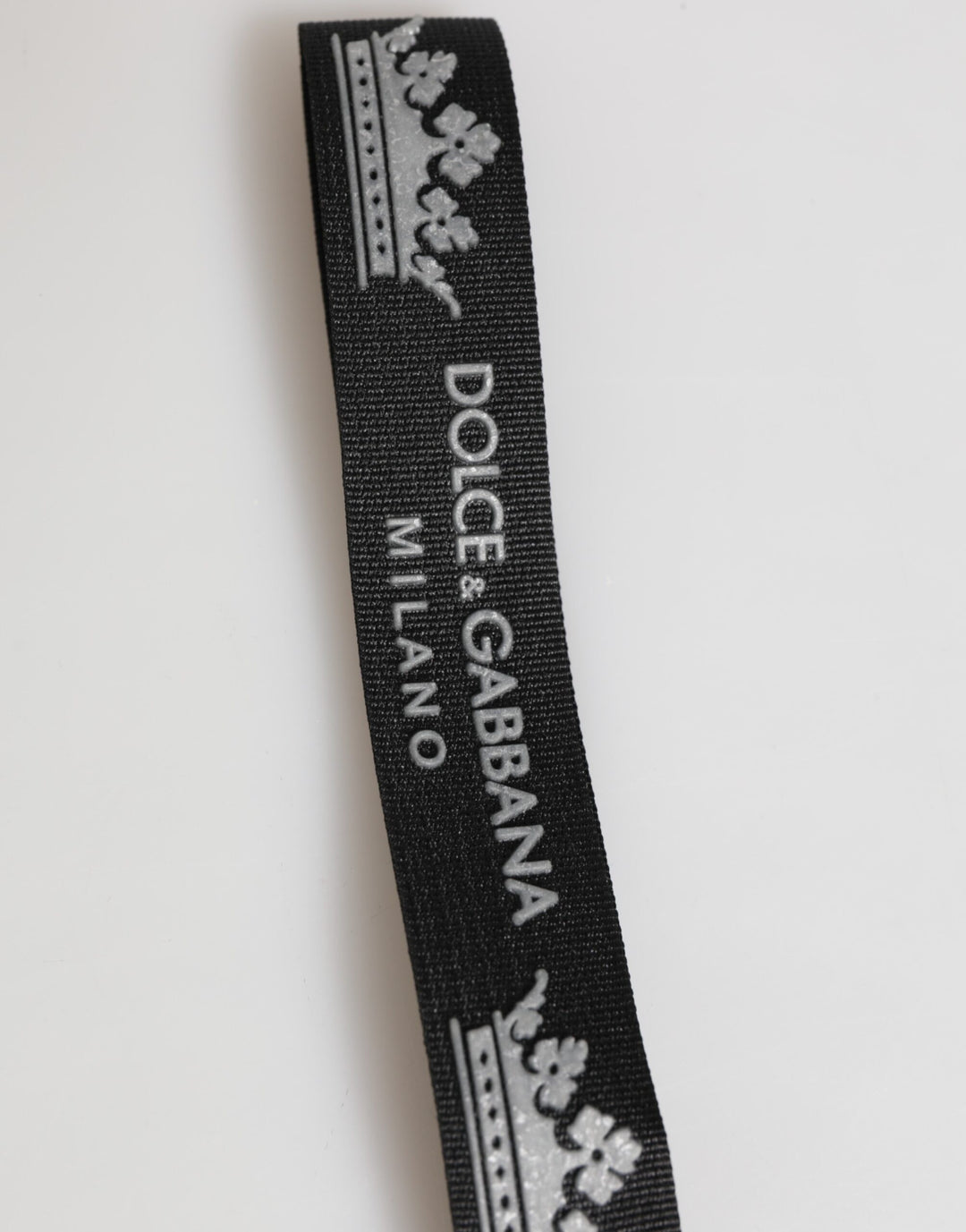 Dolce & Gabbana Black Silver Nylon DG Crown Men's Holder Keychain Keyring