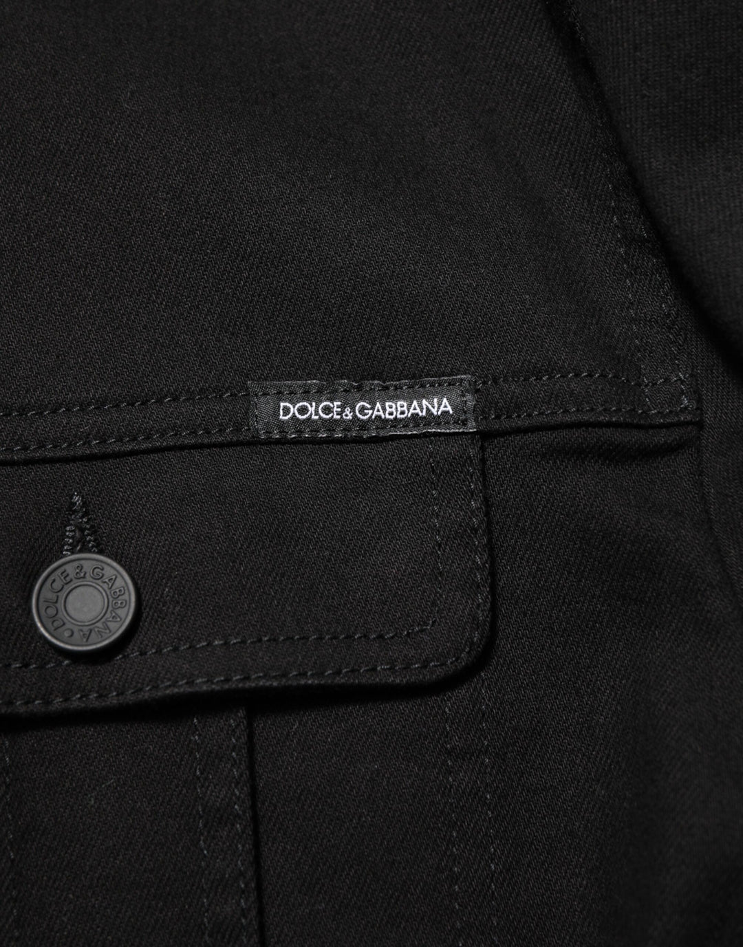 Dolce & Gabbana Black Cotton Denim Stretch Giubbotto Jacket